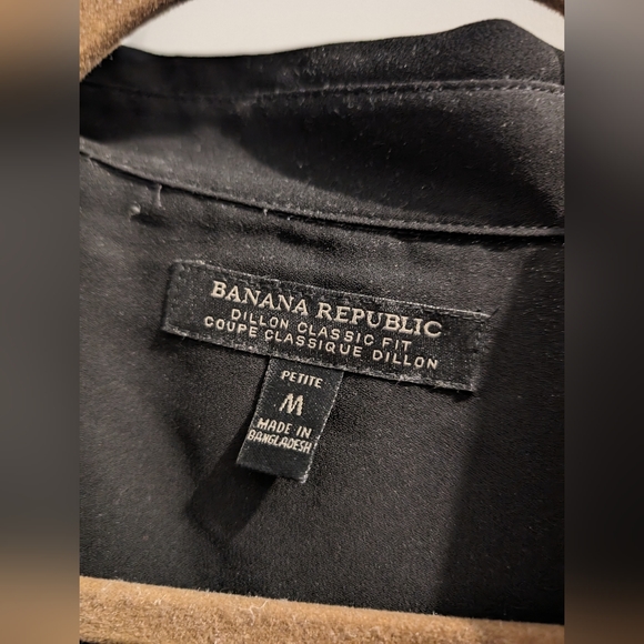 Banana Republic Petite Classic Shirt Dillon Fit Black - Picture 4 of 4